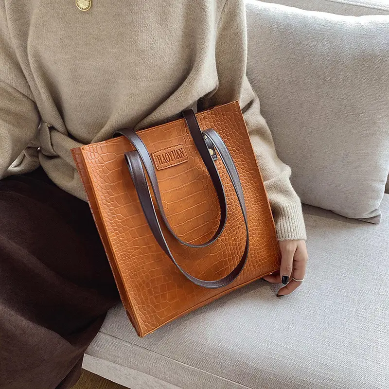 Women's White Croc Leather Shoulder Bag Large 2019 - Image 4