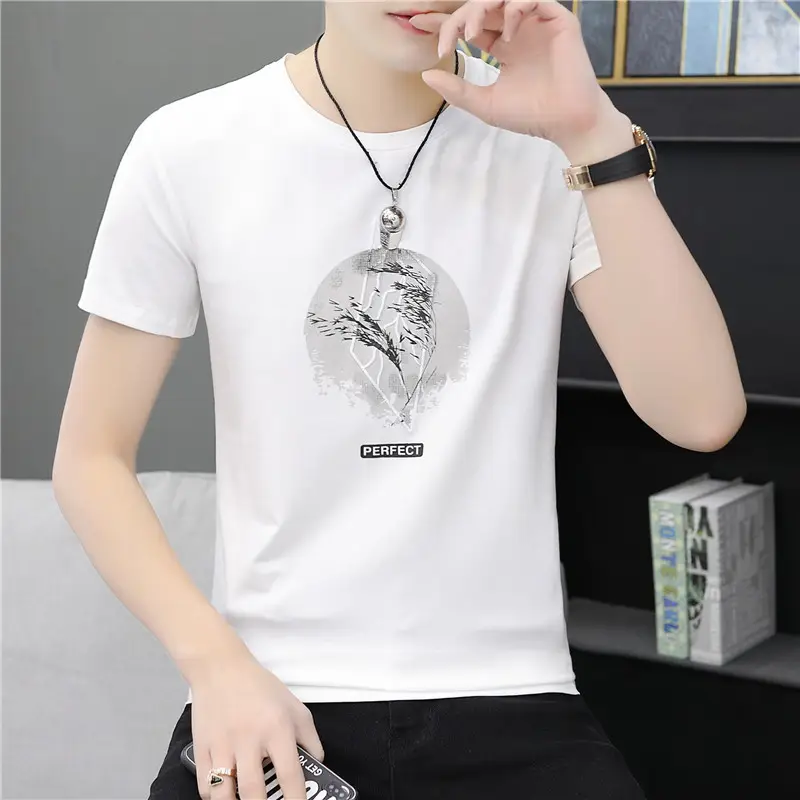 Men's Pink Cotton V-Neck T-Shirt Slim Fit - Image 26