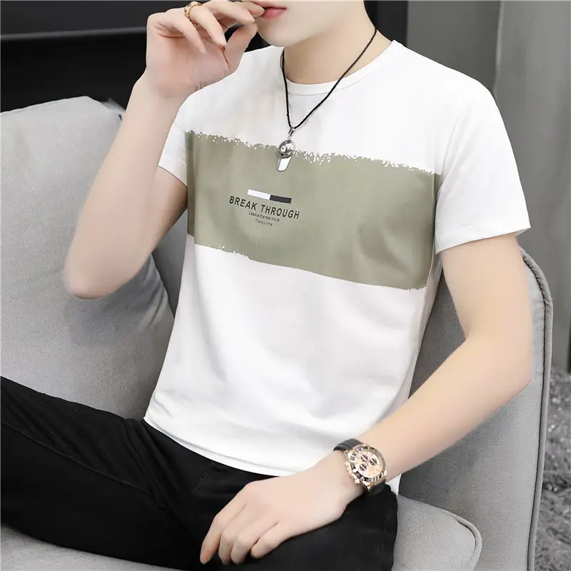 Men's Pink Cotton V-Neck T-Shirt Slim Fit - Image 3