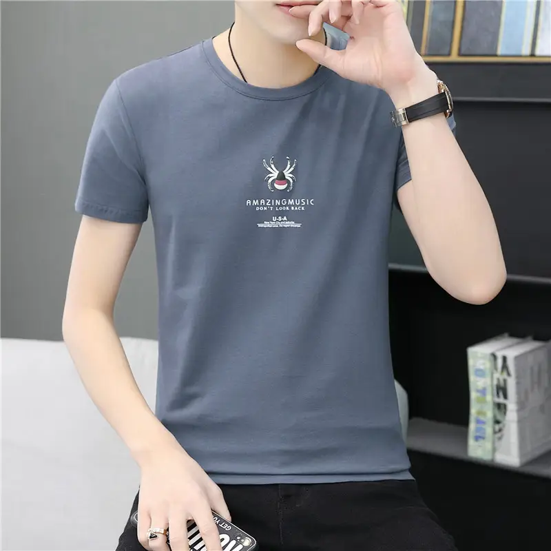 Men's Pink Cotton V-Neck T-Shirt Slim Fit - Image 7