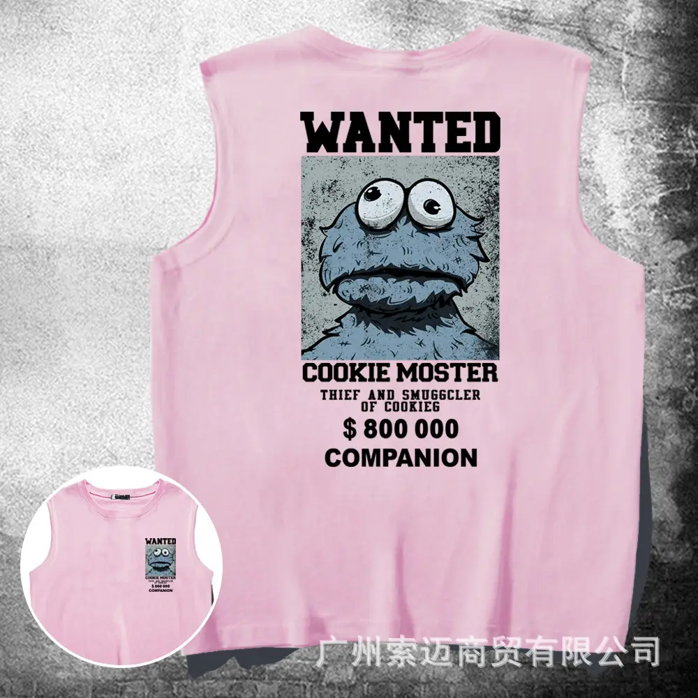 Pink Wanted Cookie Muster Sleeveless Vests for Men Women