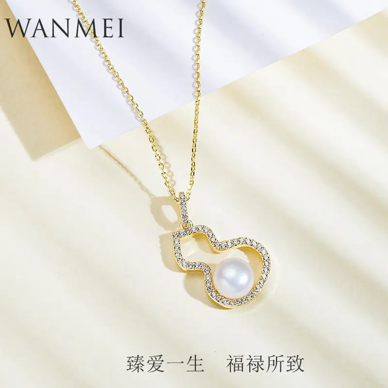 New Chinese Style Pearl Gourd Necklace Women S925 Sterling Silver