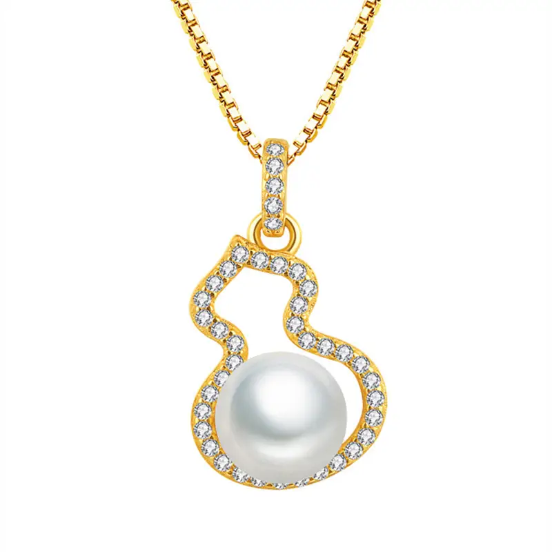 New Chinese Style Pearl Gourd Necklace Women S925 Sterling Silver