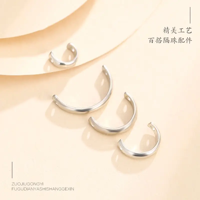 S925 Sterling Silver Beaded Hollow Silver Ring Half Circle Beaded Bracelet Necklace Accessories - Image 16