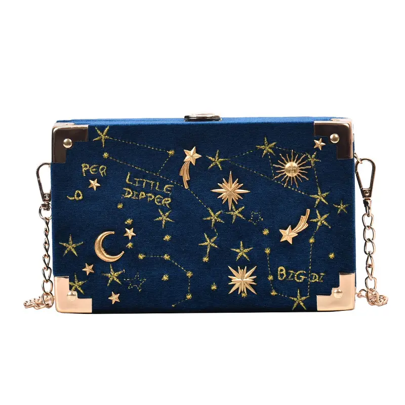 Blue Velvet Star Box Bag for Women - Image 7