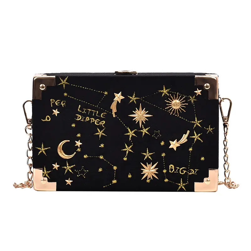 Blue Velvet Star Box Bag for Women - Image 2