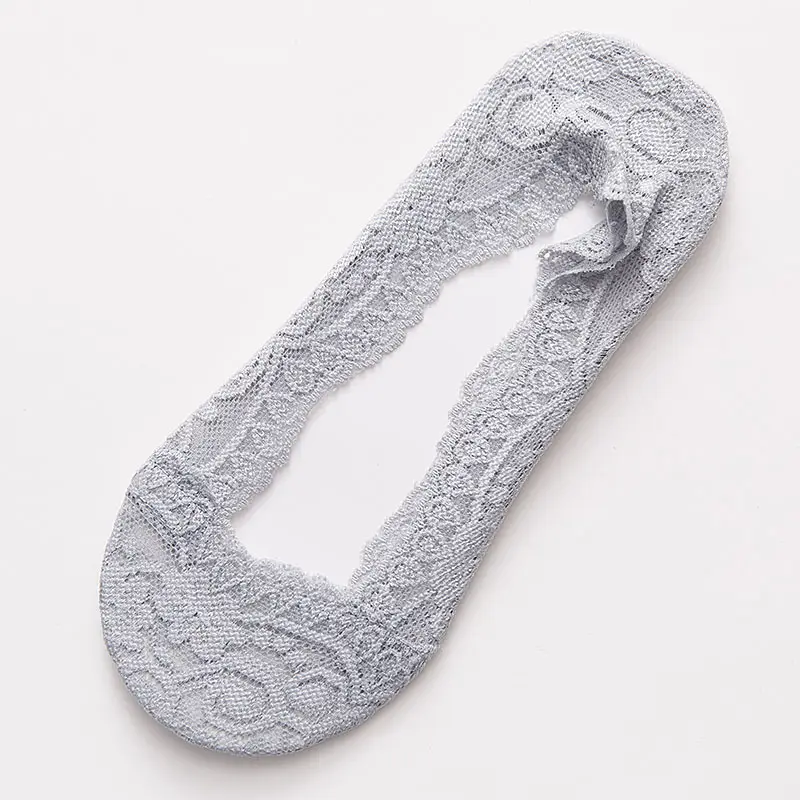 Spring and Summer Shallow Lace Women's Boat Socks Silicone Non-Slip Ice Silk Boat Socks Anti-Fall Invisible Socks Short Socks for Women