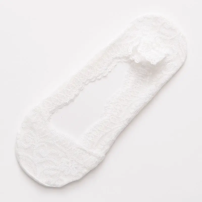 Spring and Summer Shallow Lace Women's Boat Socks Silicone Non-Slip Ice Silk Boat Socks Anti-Fall Invisible Socks Short Socks for Women