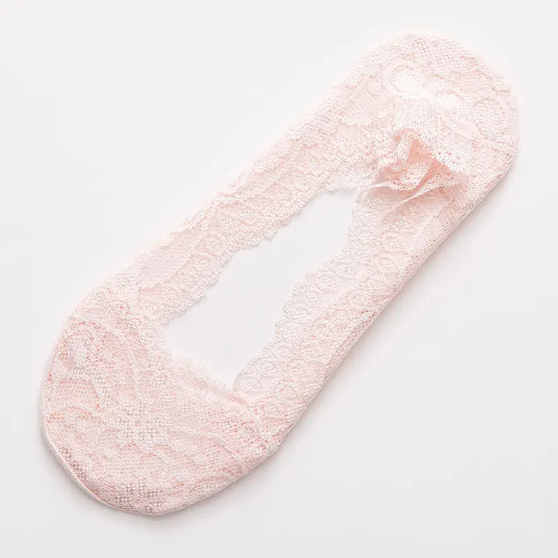 Spring and Summer Shallow Lace Women's Boat Socks Silicone Non-Slip Ice Silk Boat Socks Anti-Fall Invisible Socks Short Socks for Women