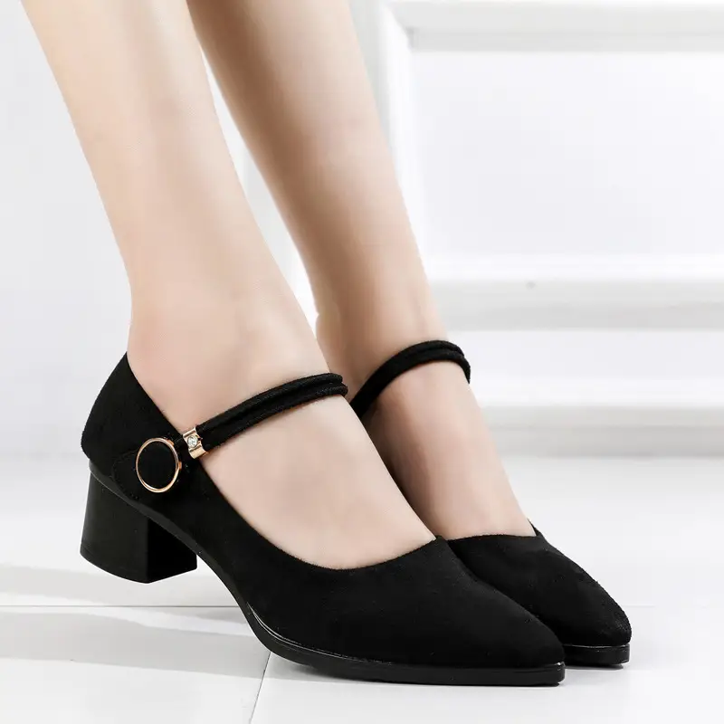 Spring and Autumn New Style Workwear Women's Single Shoes Old Beijing Cloth Shoes Black Professional Work Shoes Fashion Pointed Thick Heel Work Shoes - Image 5