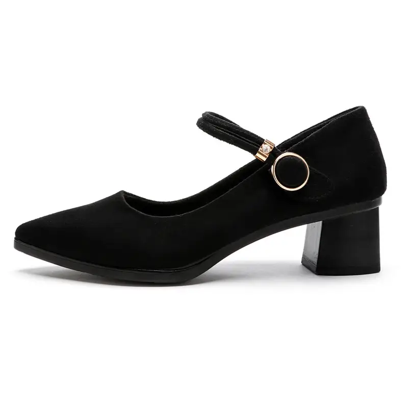 Spring and Autumn New Style Workwear Women's Single Shoes Old Beijing Cloth Shoes Black Professional Work Shoes Fashion Pointed Thick Heel Work Shoes - Image 6