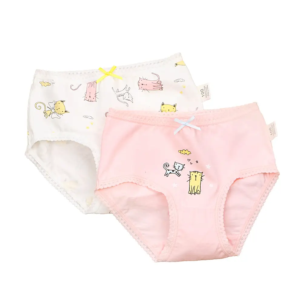 Girls' Cartoon Cotton Briefs White Pink - Image 8