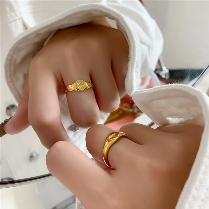 Glossy Gold Finger Ring for Women's Fashion Jewelry - Image 2