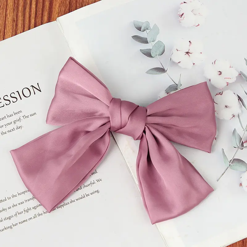 Green Satin Bow Hairpin for Girls - Image 2