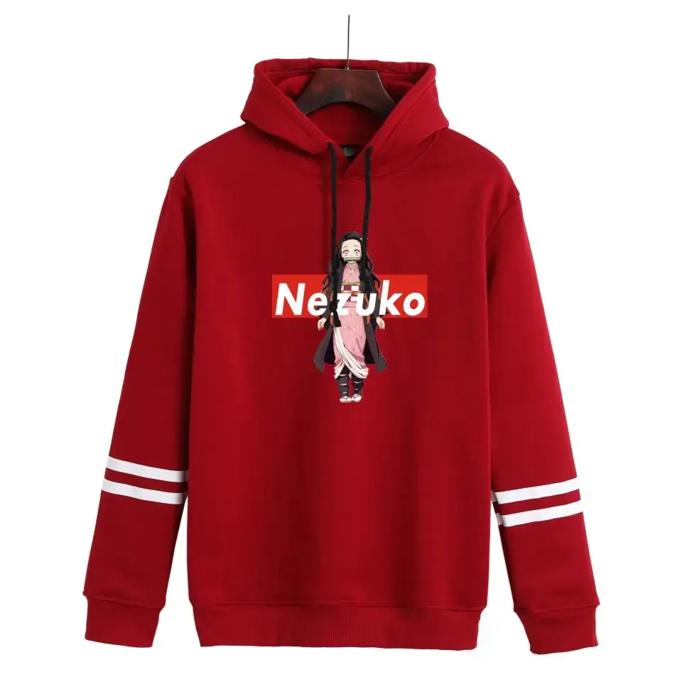 Red Hooded Sweatshirt with White Graphic Print for Men Women