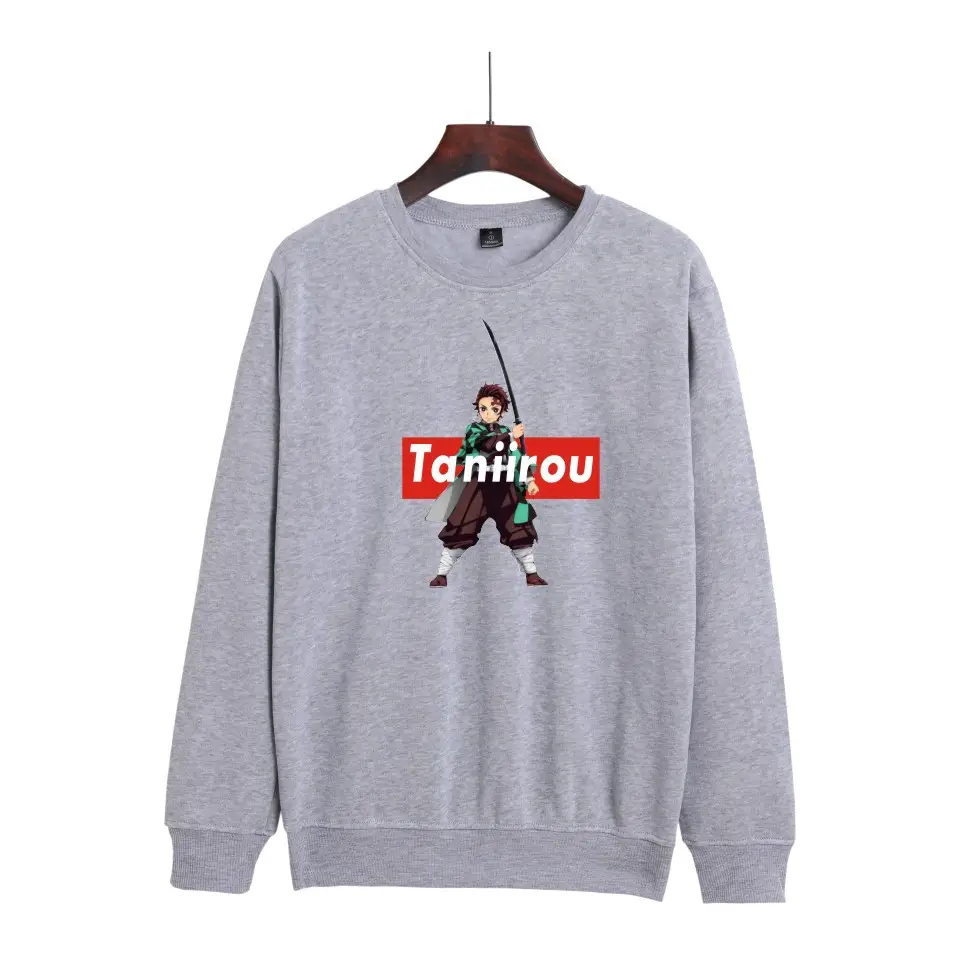 Tanru Ghost Print Sweatshirt Grey for Men Women