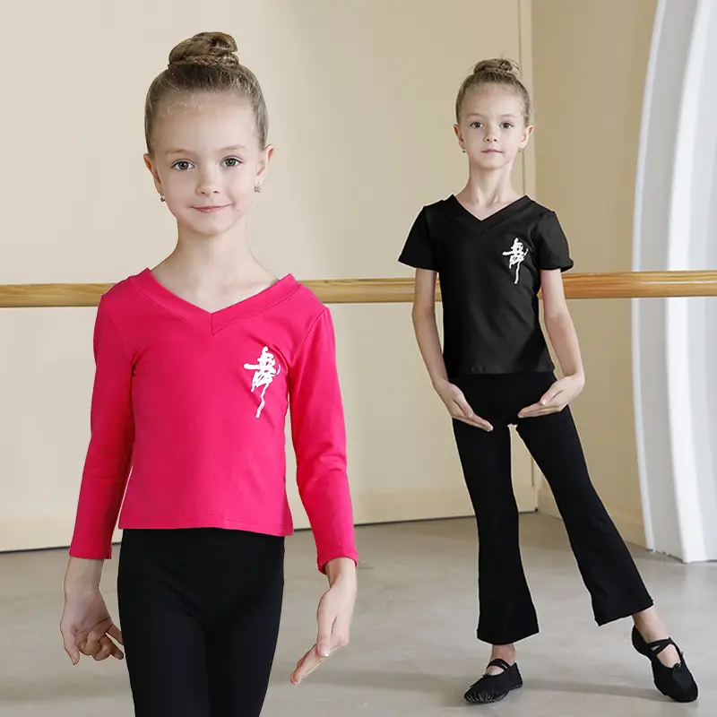 Girls Pink V-Neck T-Shirt with White Lightning Graphic + Black Bell Pants Set - Image 14