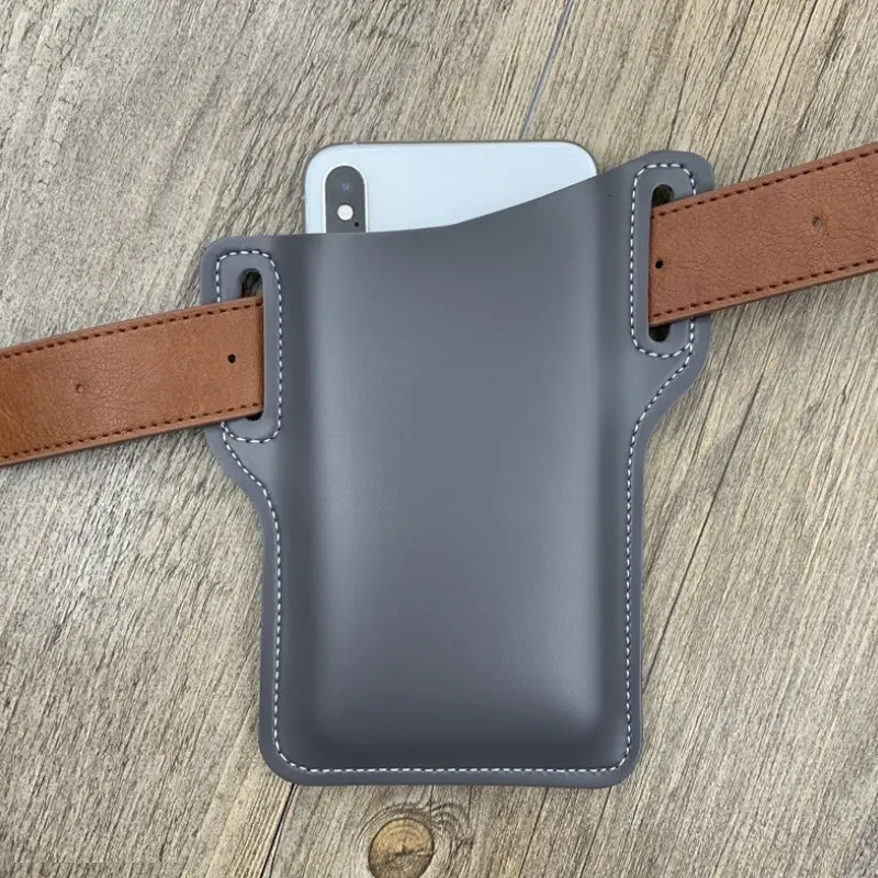 Portable PU Leather Waist Phone Bag with Tool Storage