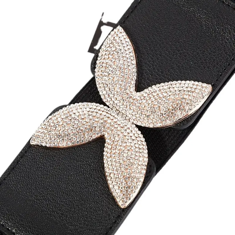 Elastic Flower Belt for Women Black Sparkly - Image 5