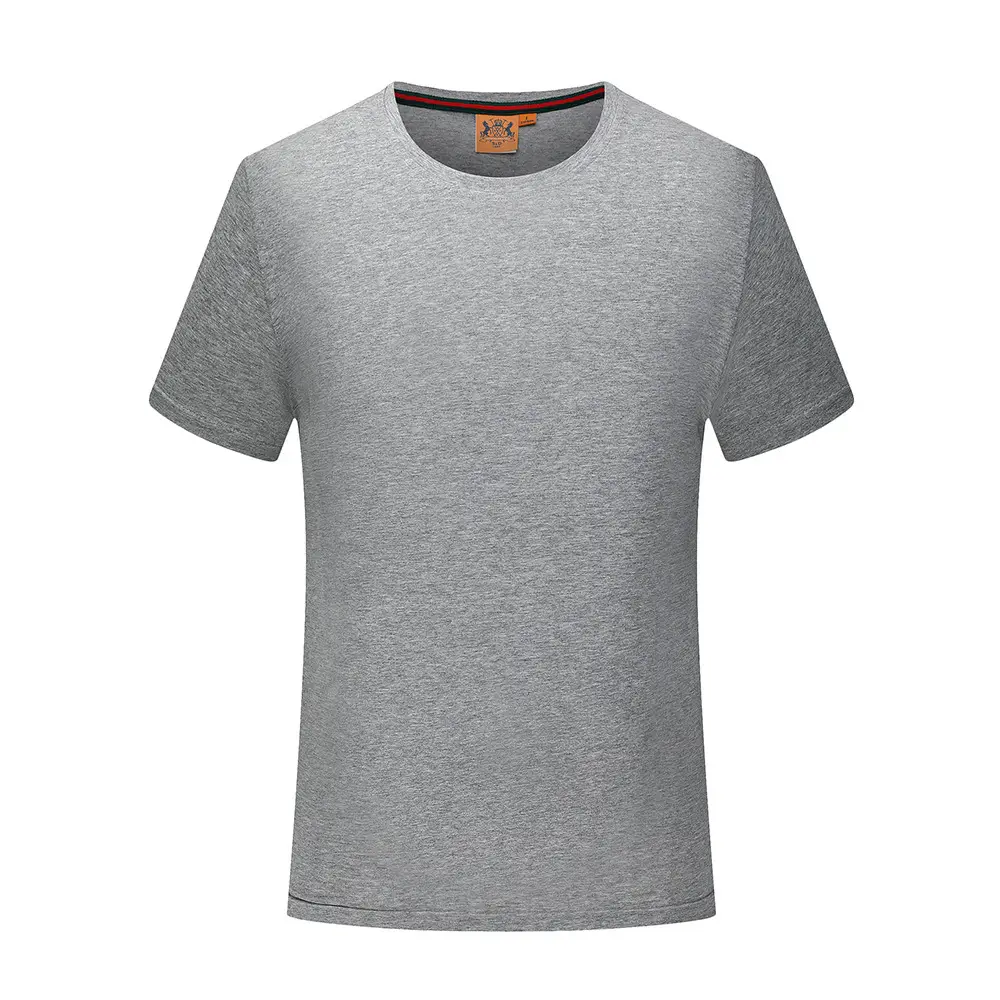 Men Grey Round Neck T-Shirt Short Sleeve - Image 4