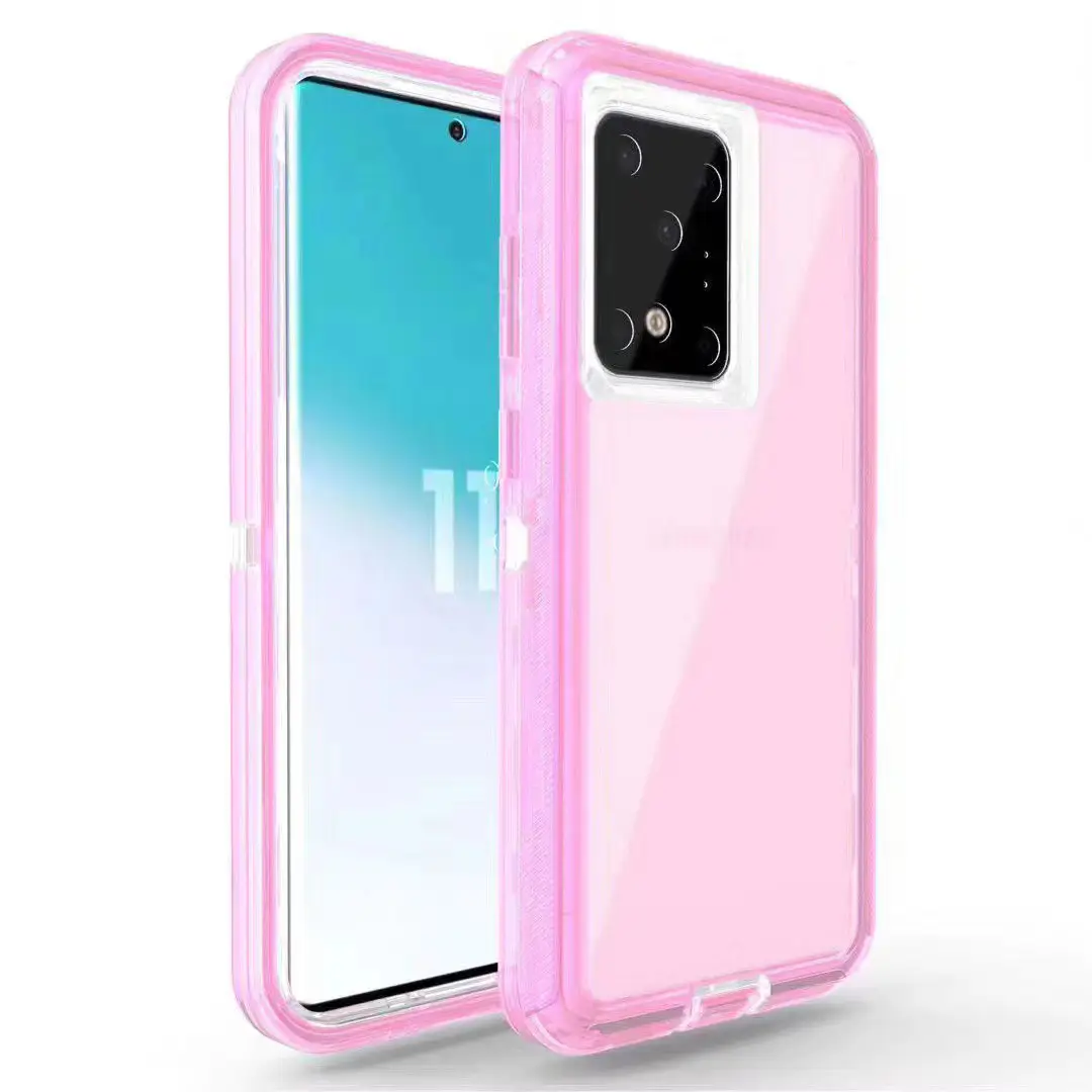 Transparent 3-In-1 Phone Case for Samsung S20 Plus Pink - Image 9