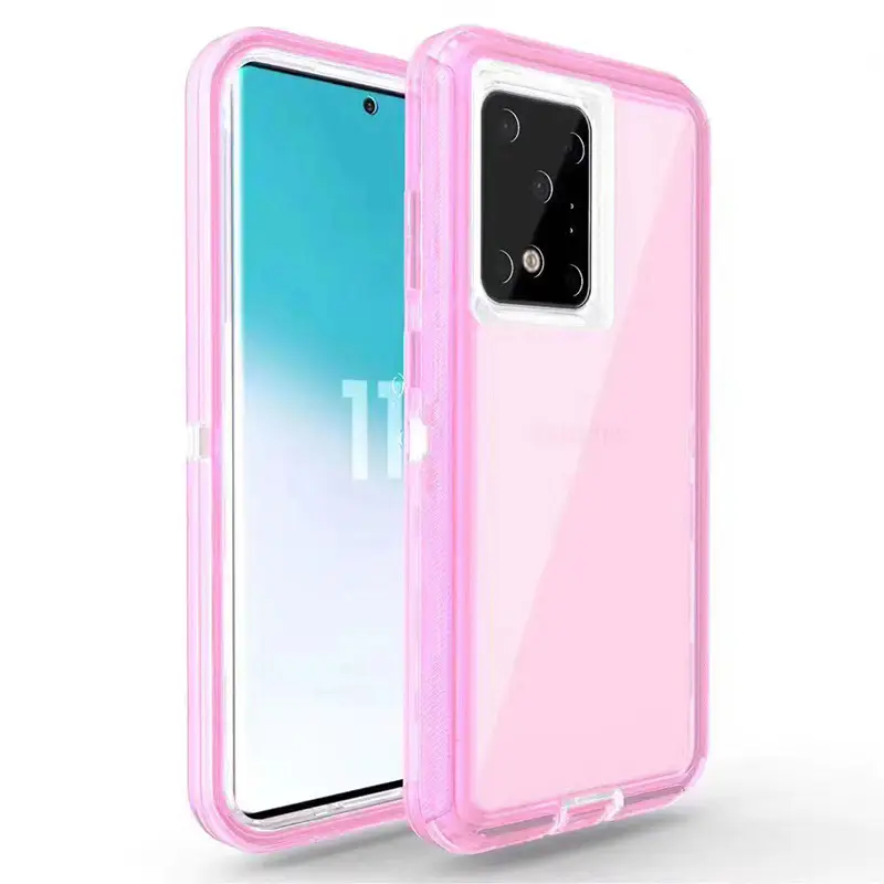 Transparent 3-In-1 Phone Case for Samsung S20 Plus Pink — feature 15
