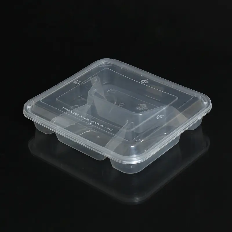 Disposable Square 3-Tier Lunch Box Black Transparent - Image 3