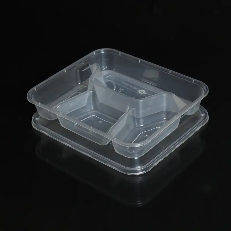 Disposable Square 3-Tier Lunch Box Black Transparent - Image 5