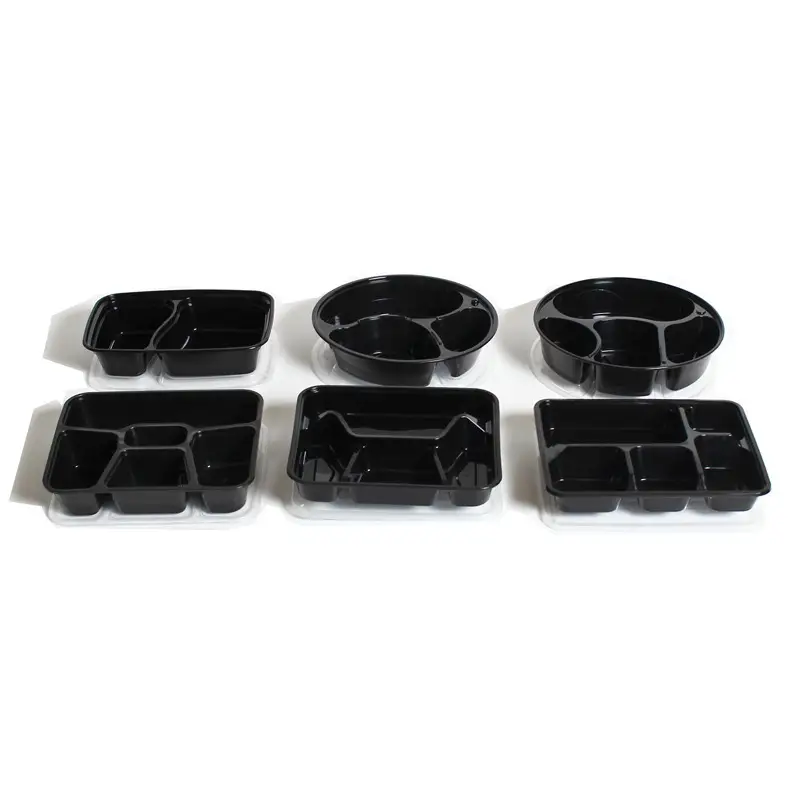 Disposable Square 3-Tier Lunch Box Black Transparent - Image 6