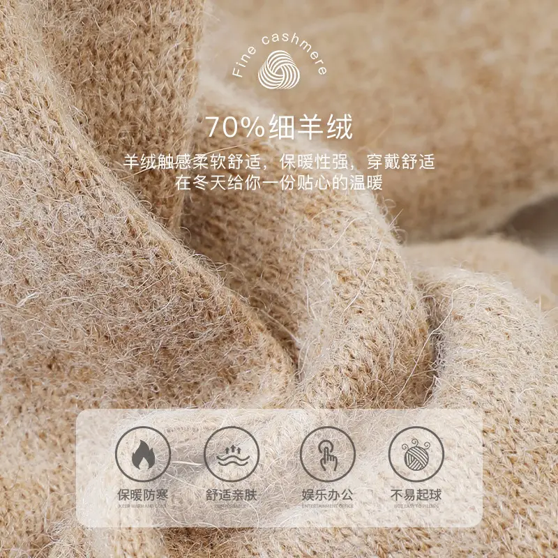 Women Wool Fleece Lined Winter Gloves Warm Touchscreen