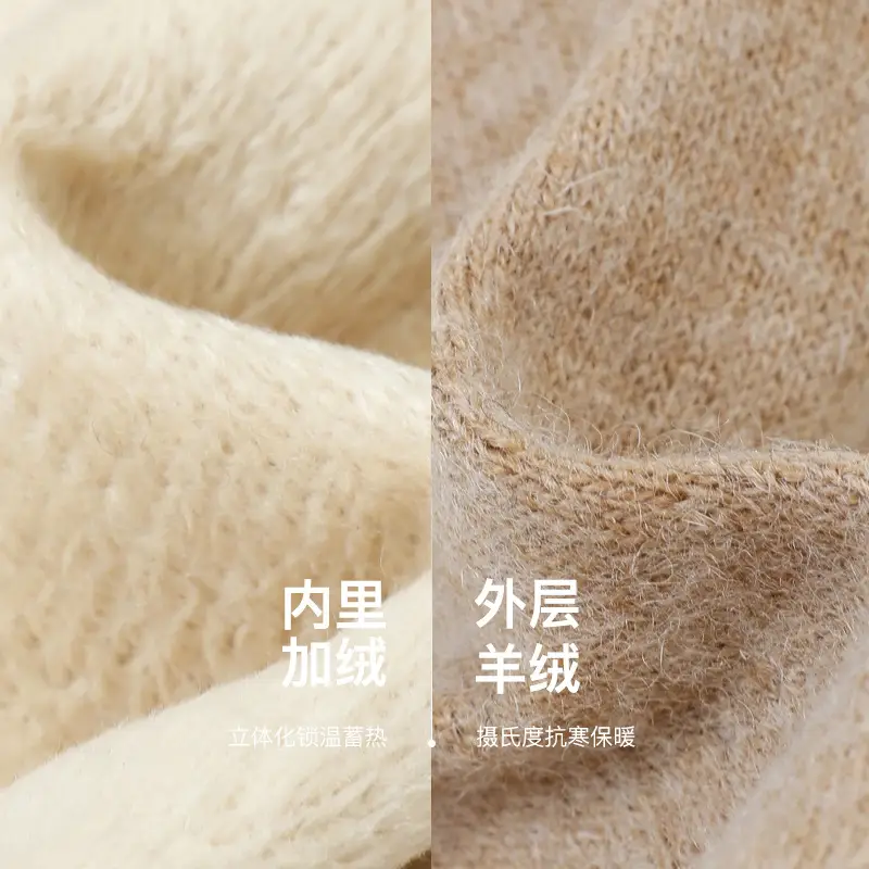 Women Wool Fleece Lined Winter Gloves Warm Touchscreen