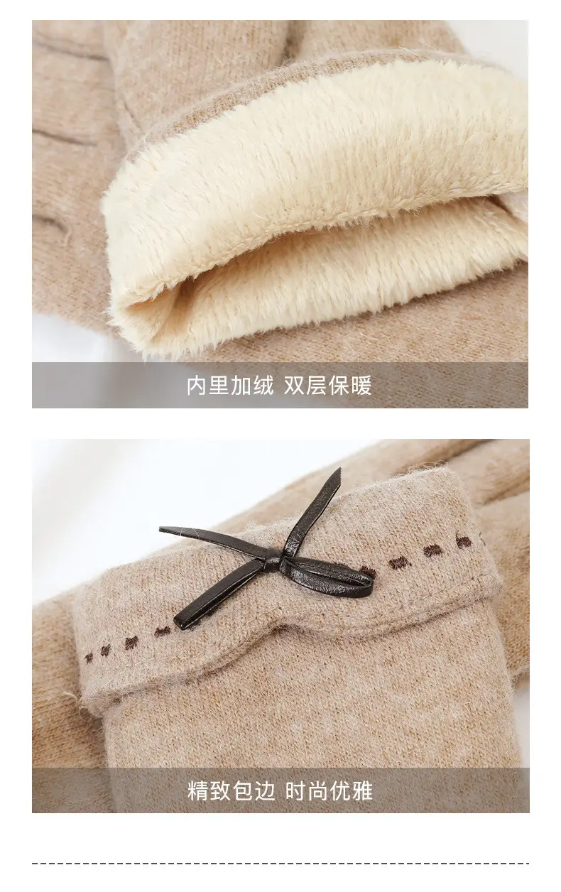 Women Wool Fleece Lined Winter Gloves Warm Touchscreen — feature 11