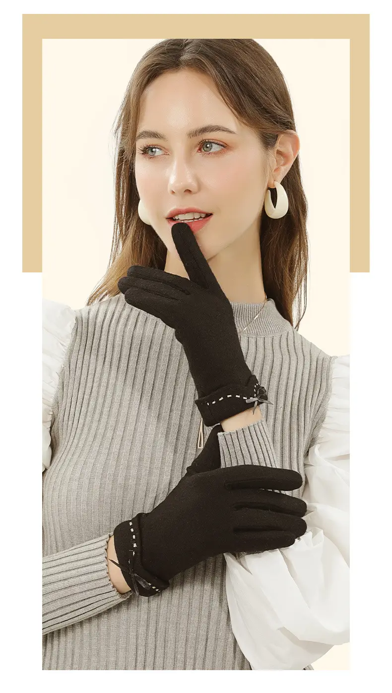 Women Wool Fleece Lined Winter Gloves Warm Touchscreen — feature 12