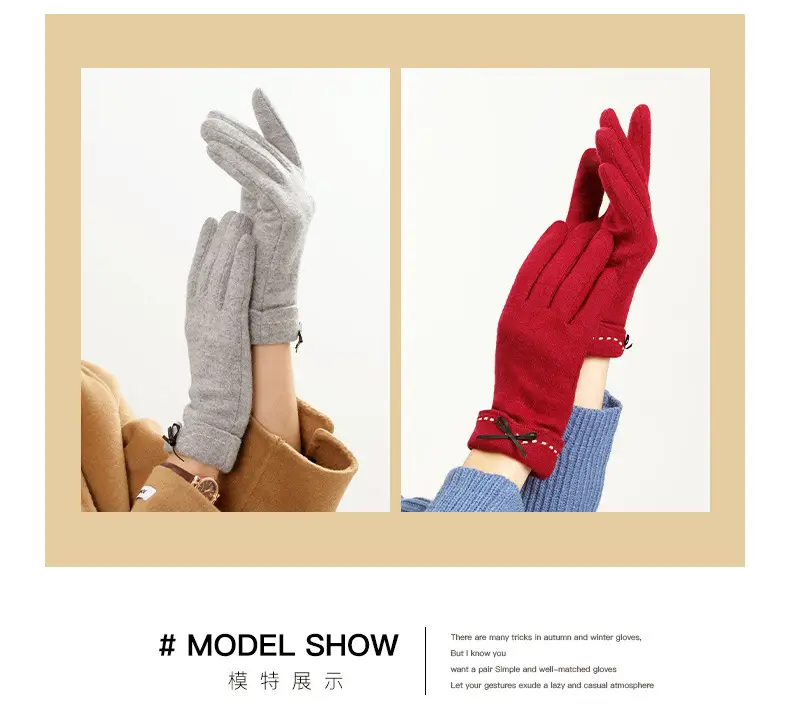 Women Wool Fleece Lined Winter Gloves Warm Touchscreen — feature 13