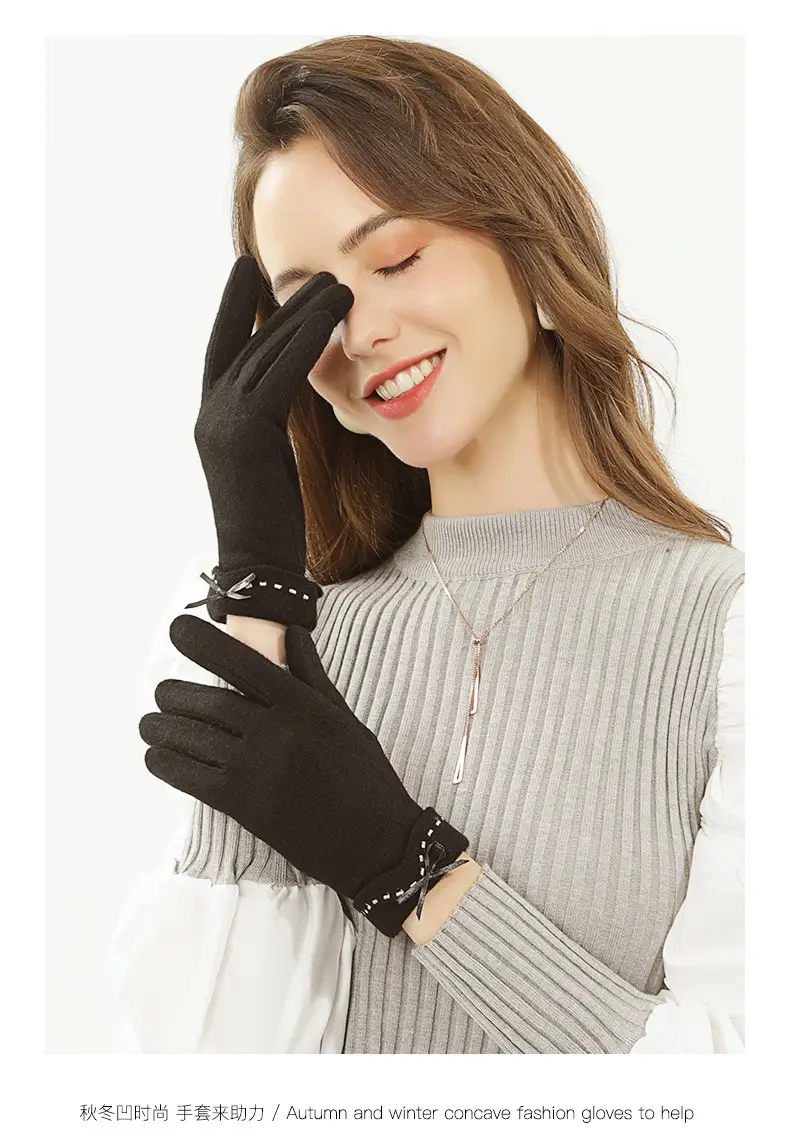 Women Wool Fleece Lined Winter Gloves Warm Touchscreen — feature 15