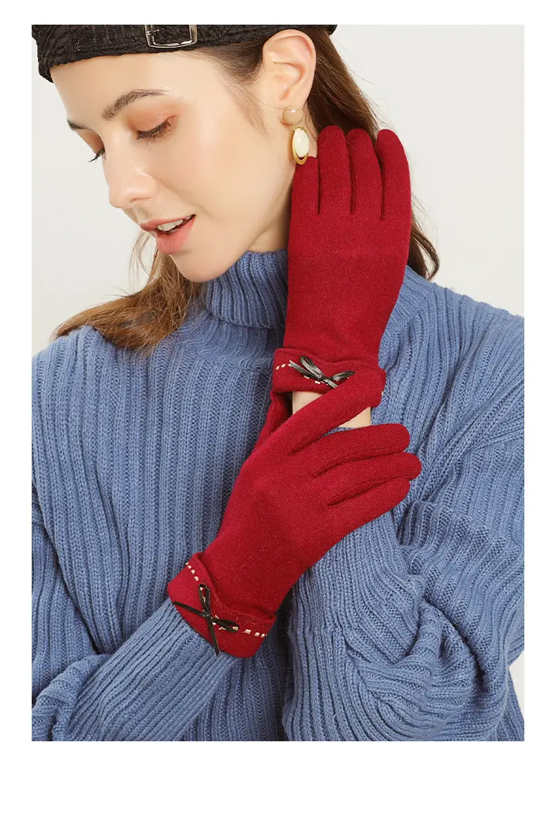 Women Wool Fleece Lined Winter Gloves Warm Touchscreen — feature 16