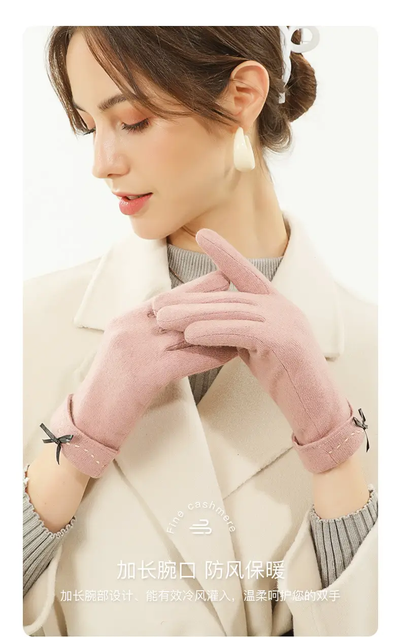 Women Wool Fleece Lined Winter Gloves Warm Touchscreen — feature 7