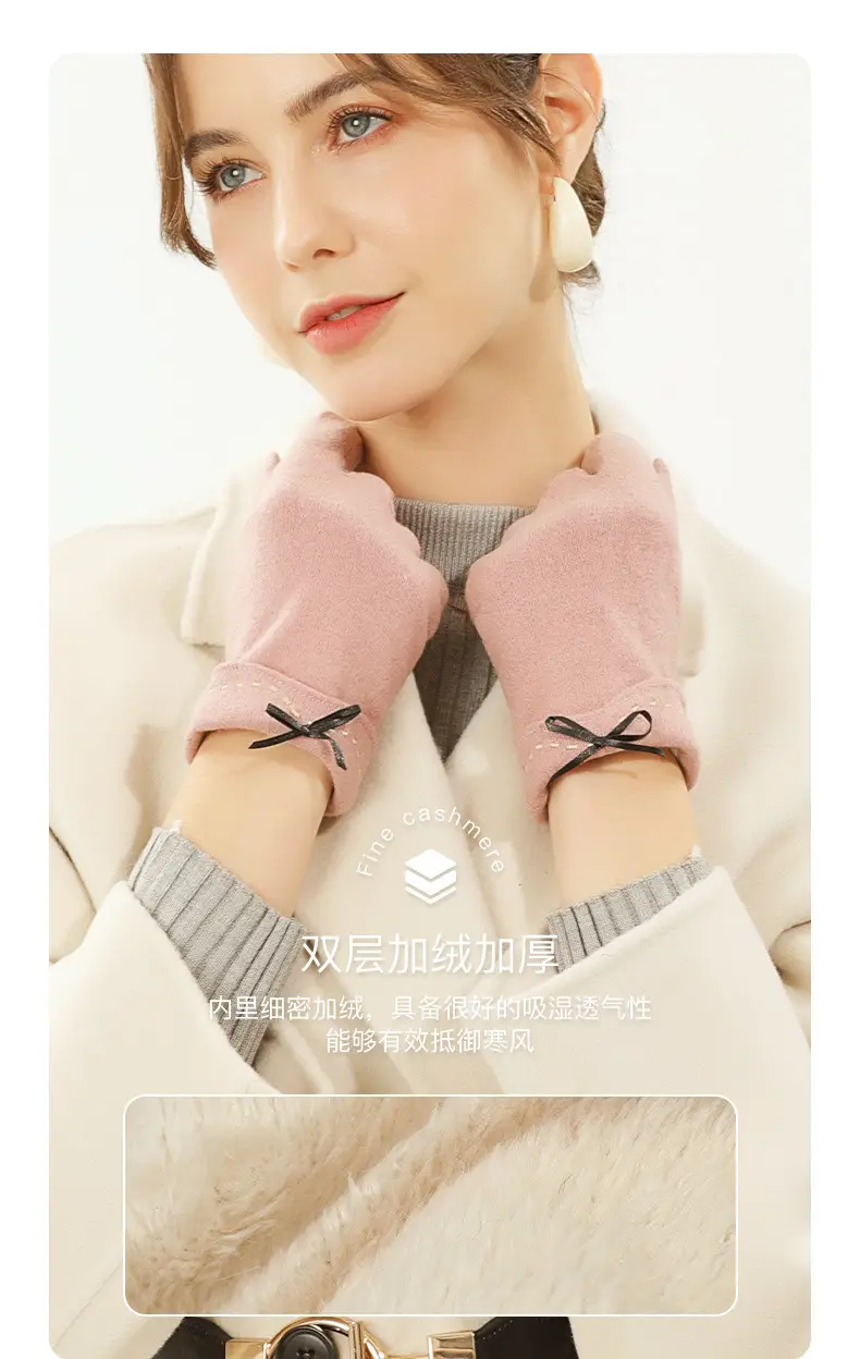 Women Wool Fleece Lined Winter Gloves Warm Touchscreen — feature 8