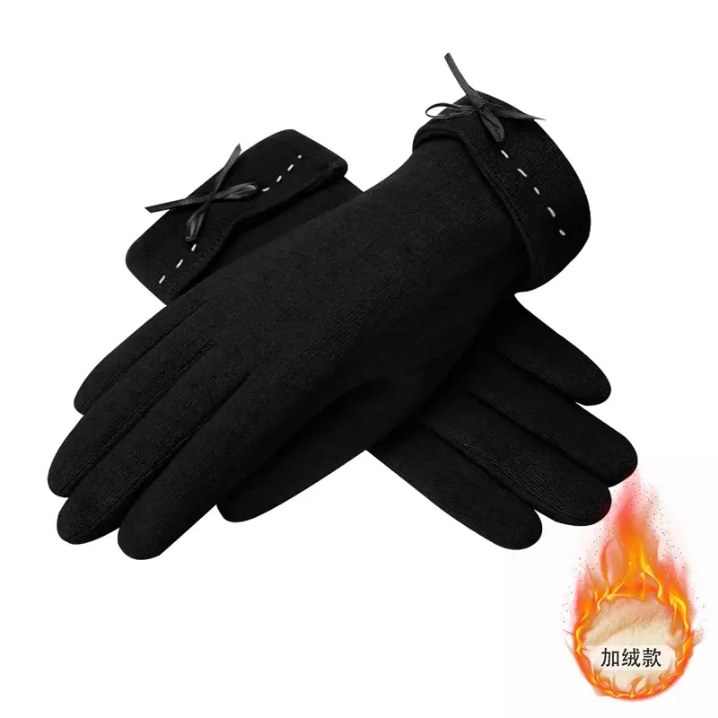 Women Wool Fleece Lined Winter Gloves Warm Touchscreen