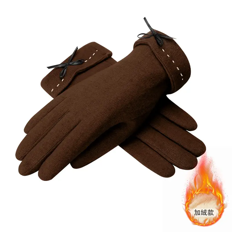 Women Wool Fleece Lined Winter Gloves Warm Touchscreen