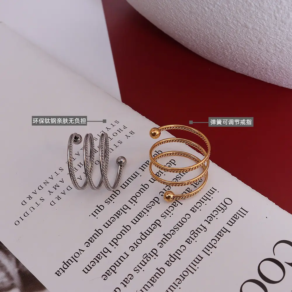 French Niche Double Layer Steel Ring Variety - Image 4