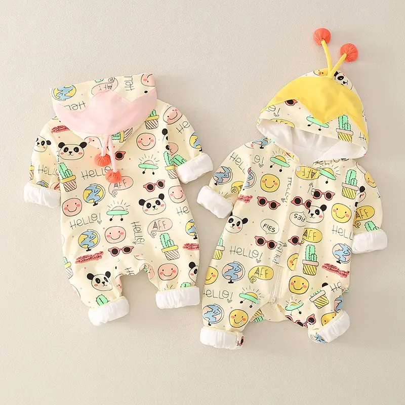 Baby Cotton Cartoon Jumpsuit Spring Fall Newborn Crawling Clothes - Image 4