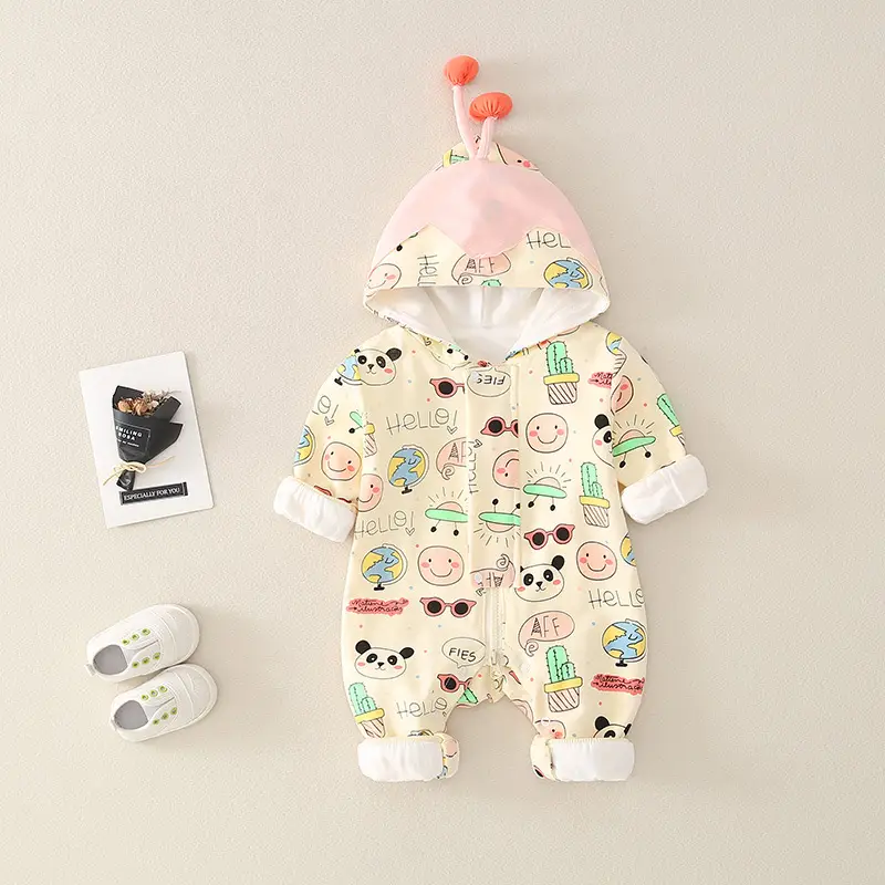 Baby Cotton Cartoon Jumpsuit Spring Fall Newborn Crawling Clothes - Image 2