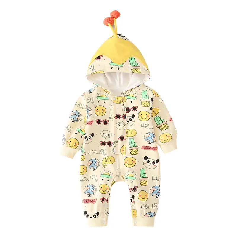 Baby Cotton Cartoon Jumpsuit Spring Fall Newborn Crawling Clothes - Image 5