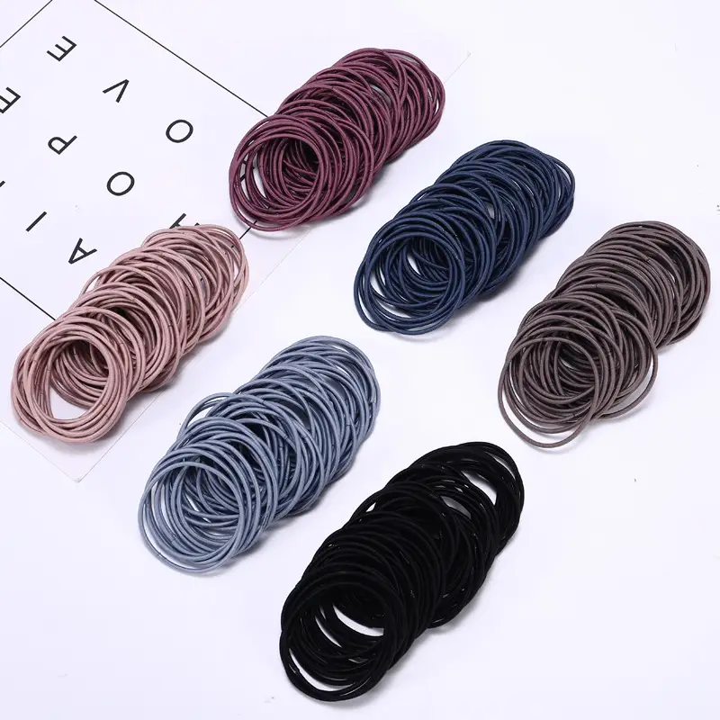 Black Seamless Rubber Hair Ties for Women