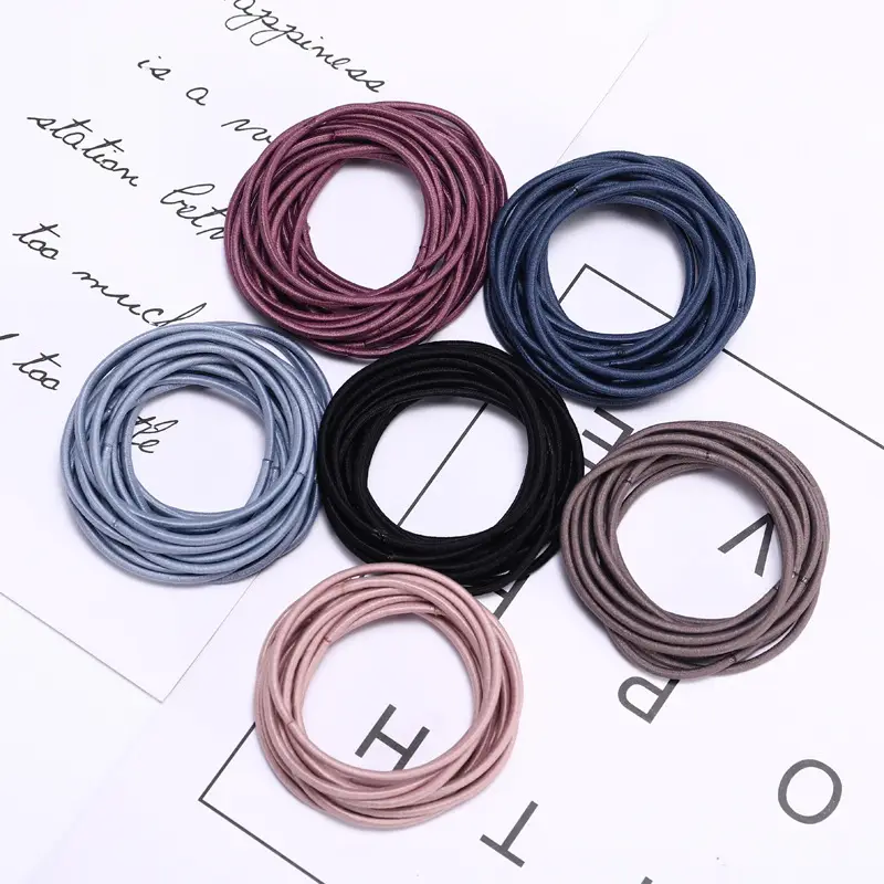 Black Seamless Rubber Hair Ties for Women