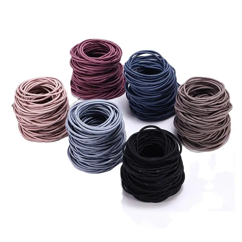 Black Seamless Rubber Hair Ties for Women