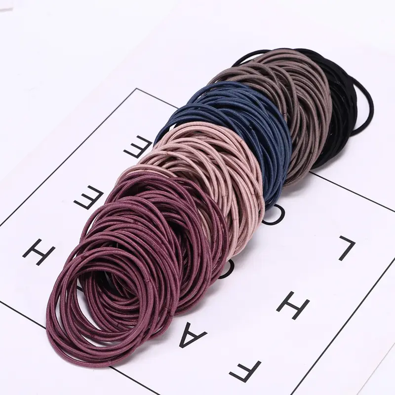 Black Seamless Rubber Hair Ties for Women
