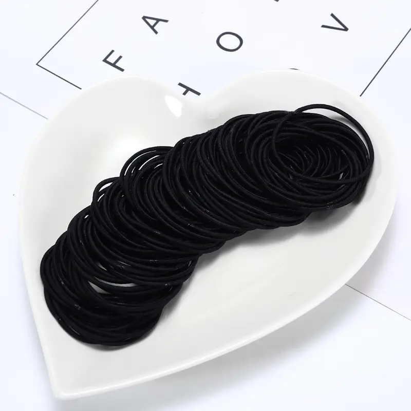 Black Seamless Rubber Hair Ties for Women