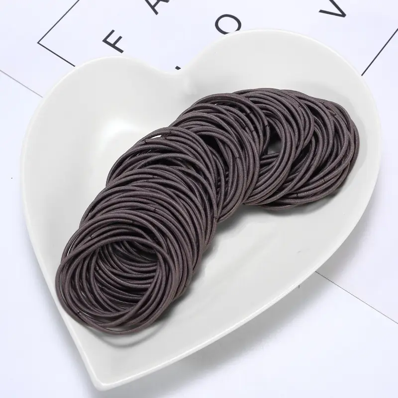 Black Seamless Rubber Hair Ties for Women